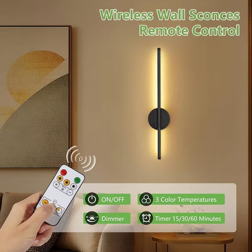 2X 50cm/80cm Battery Wall Light Wireless Rechargeable Magnetic Sconce Remote LED