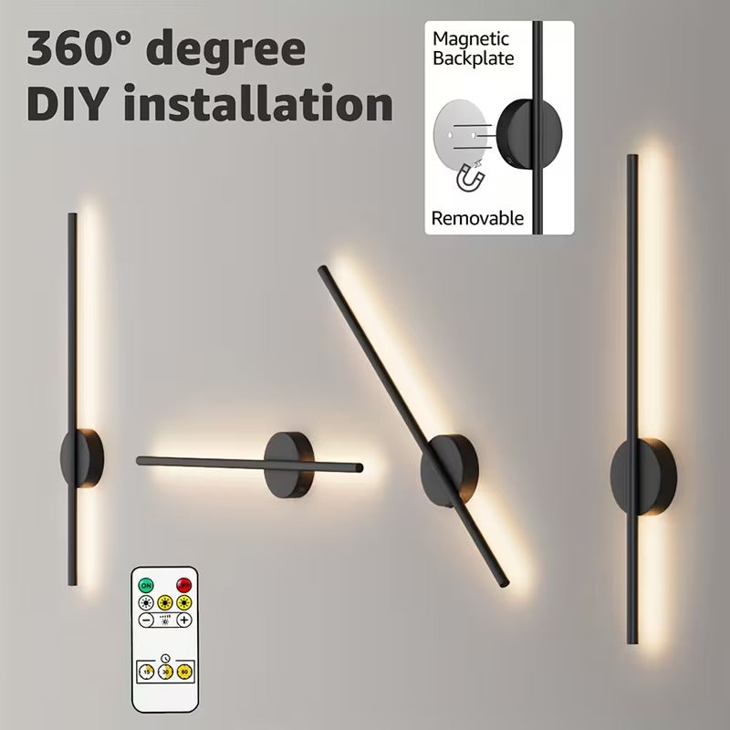 2X 50cm/80cm Battery Wall Light Wireless Rechargeable Magnetic Sconce Remote LED